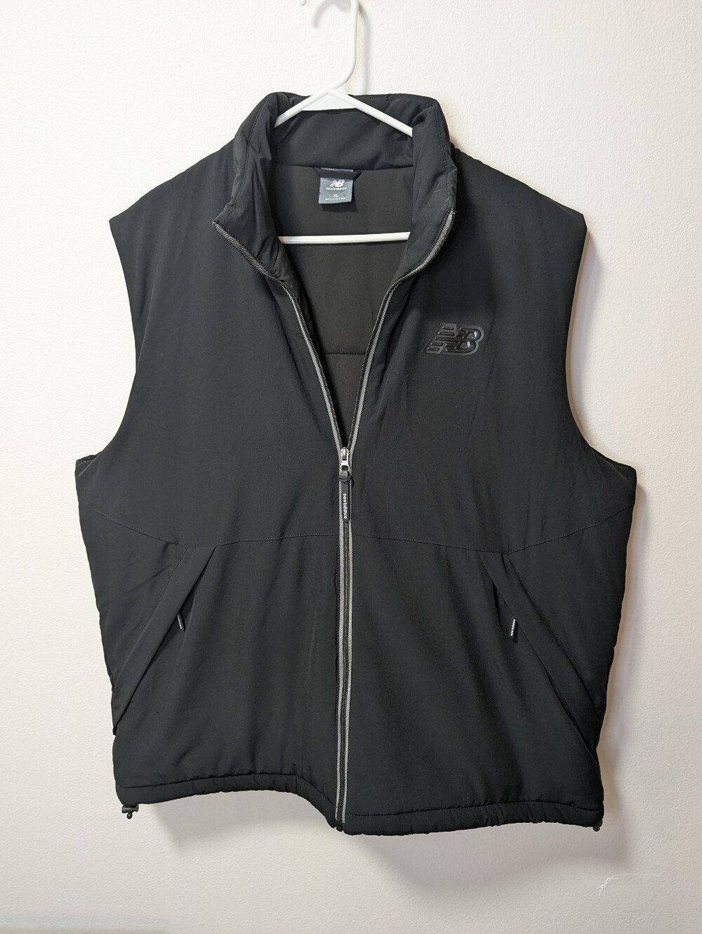 New Balance Men's Black Quilted Zip Vest with Subtle Logo